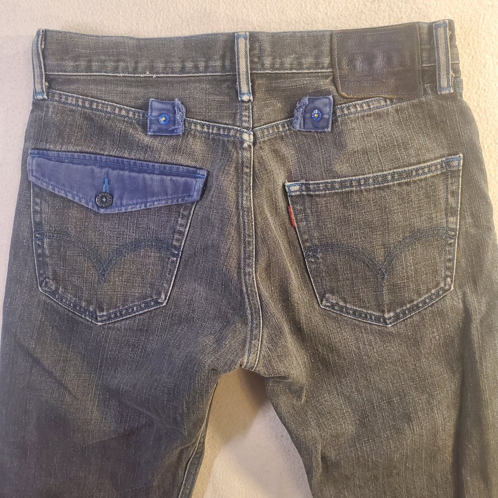 Stussy x Levis Black Denim Jeans Mens 30x28 SS505 Faded Streetwear Straight Leg - Picture 10 of 16
